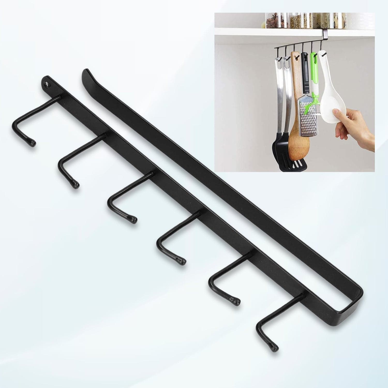 Metal Multifunctional Cabinet Storage Organize 6 Hook Rack For Hanging (1 Pc / Big) thumbnail 1