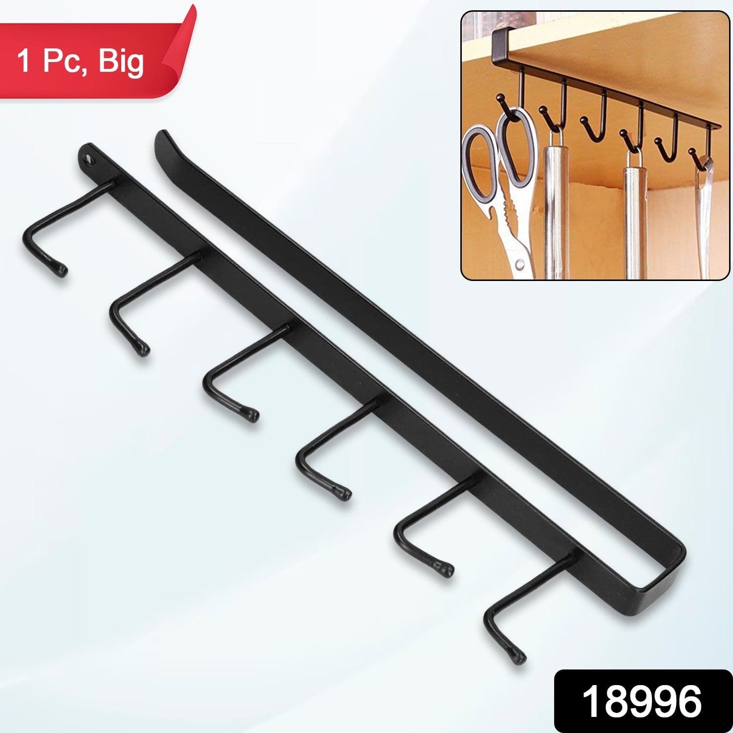 Metal Multifunctional Cabinet Storage Organize 6 Hook Rack For Hanging (1 Pc / Big) thumbnail 2