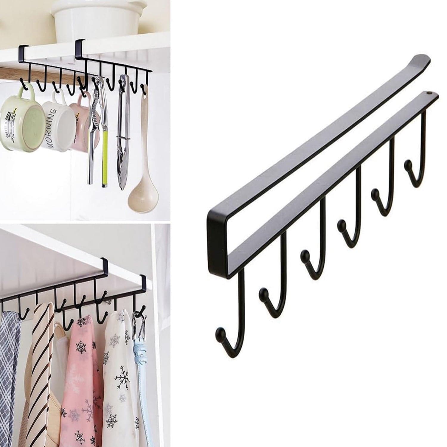 Metal Multifunctional Cabinet Storage Organize 6 Hook Rack For Hanging (1 Pc / Big) thumbnail 7