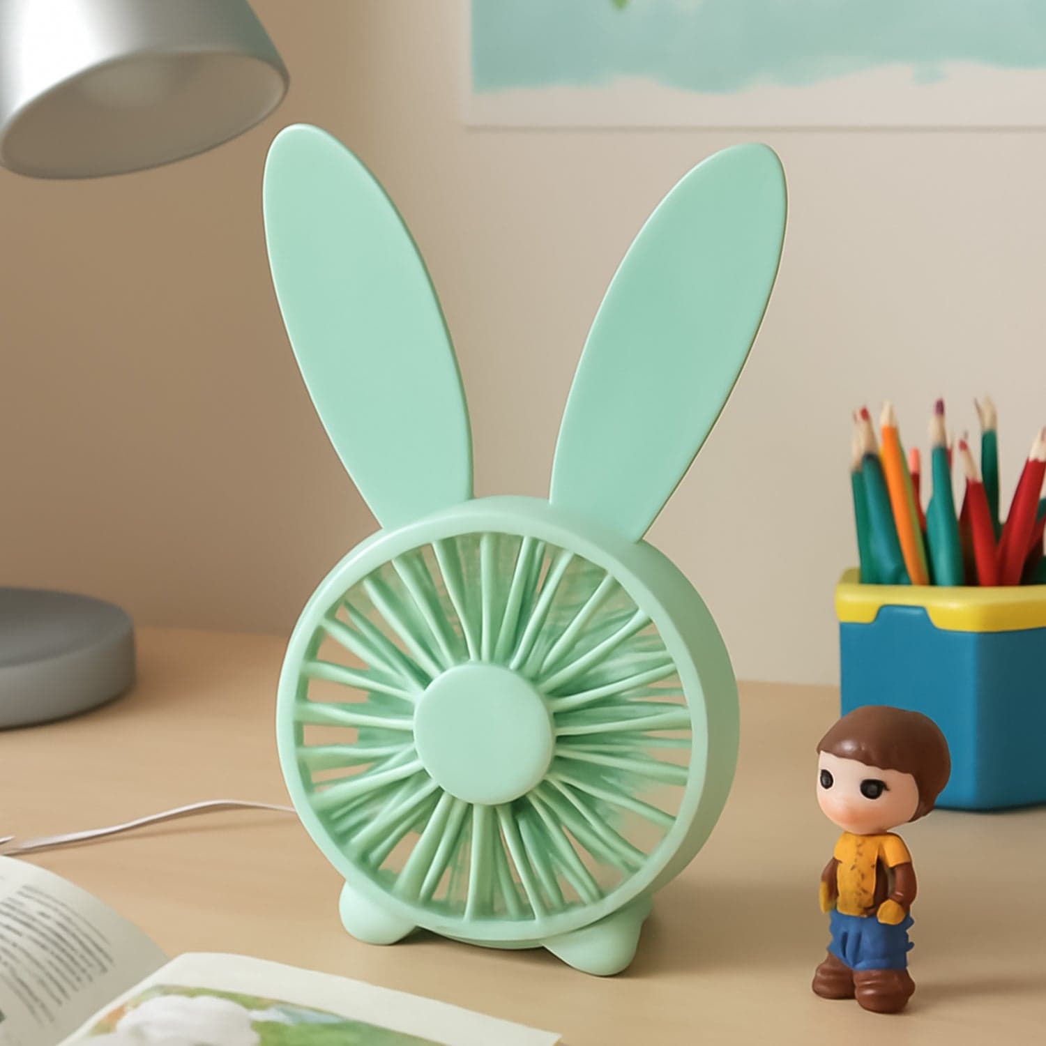 Cute Rabbit USB Desk Fan for Kids & Camping (1 Pc, Plastic, Mist Air) thumbnail 1