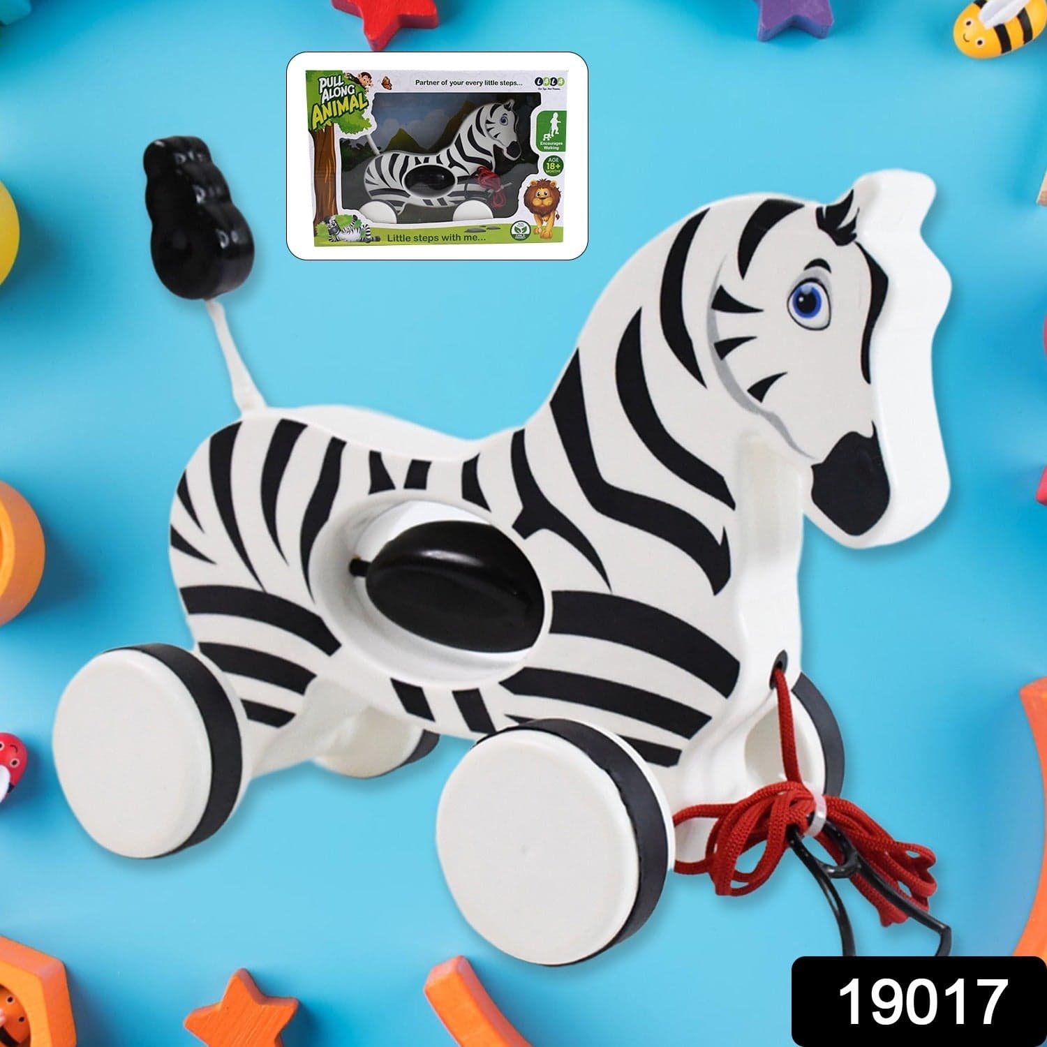 Zebra Pull Along Toy Baby Early Walking Pull Toy Rope Toy for Babies Walking Toy thumbnail 2