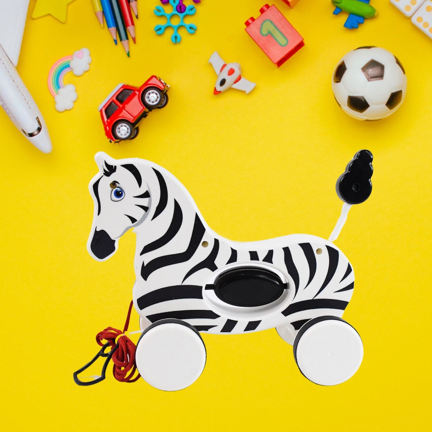 Zebra Pull Along Toy Baby Early Walking Pull Toy Rope Toy for Babies Walking Toy thumbnail 3