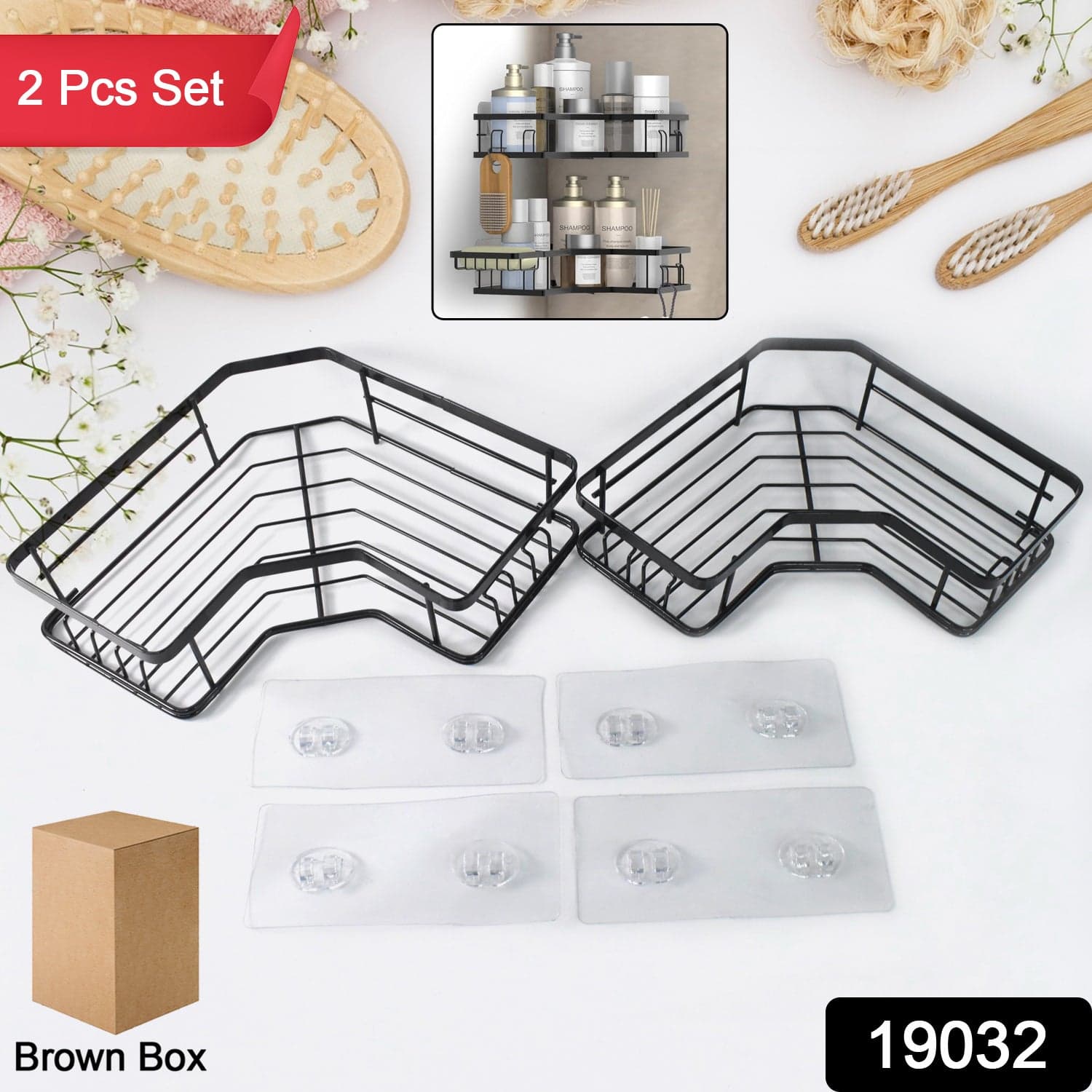 Iron Coating Self-Adhesive Corner Shelf Organizer (2 Pc) thumbnail 2