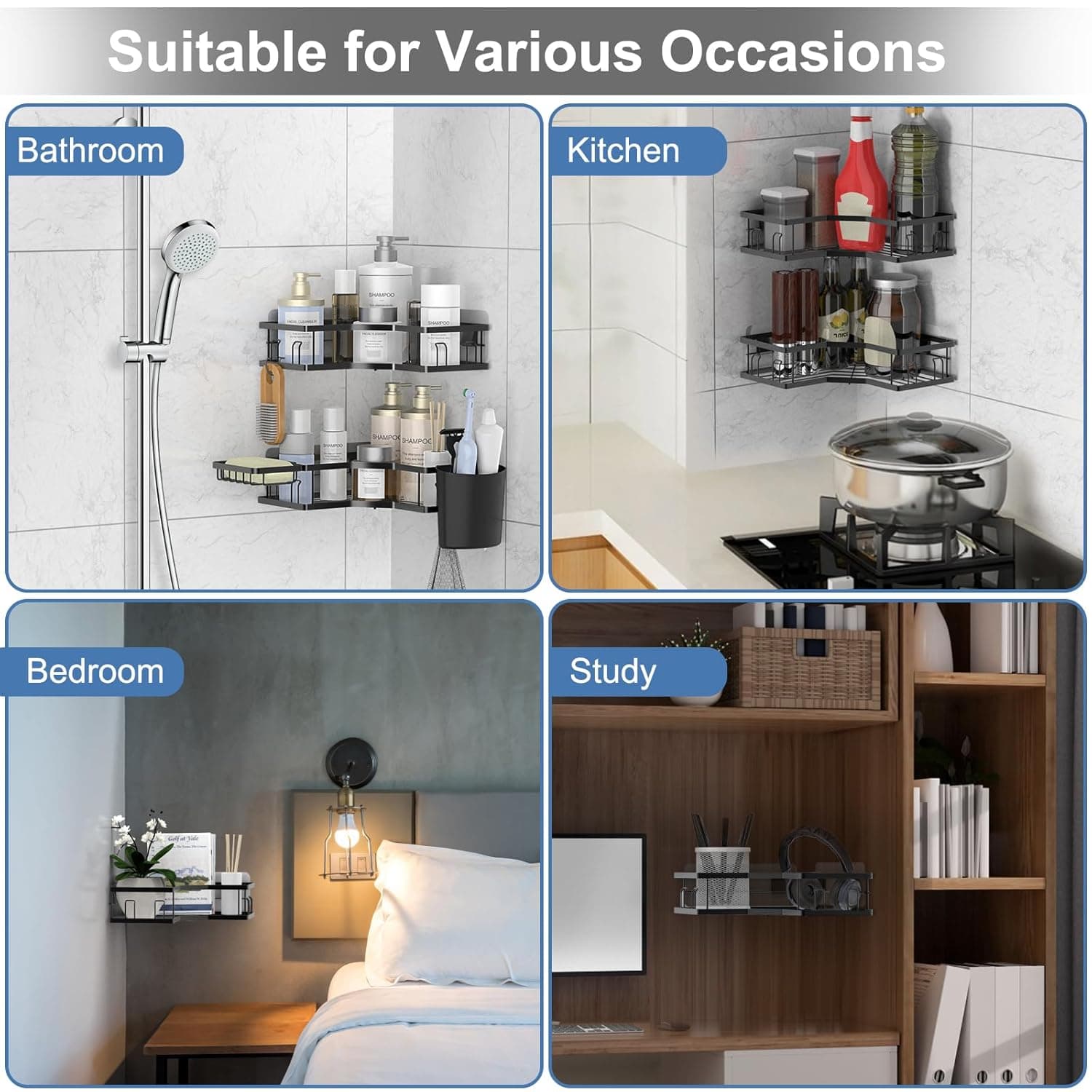 Iron Coating Self-Adhesive Corner Shelf Organizer (2 Pc) thumbnail 3