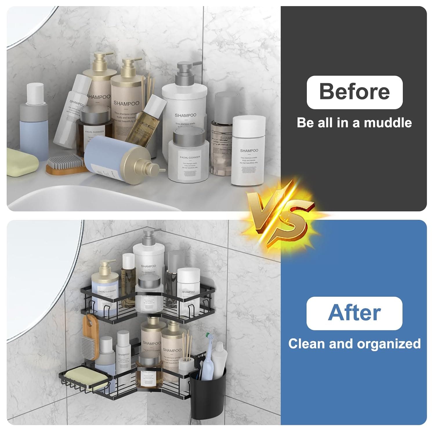 Iron Coating Self-Adhesive Corner Shelf Organizer (2 Pc) thumbnail 7