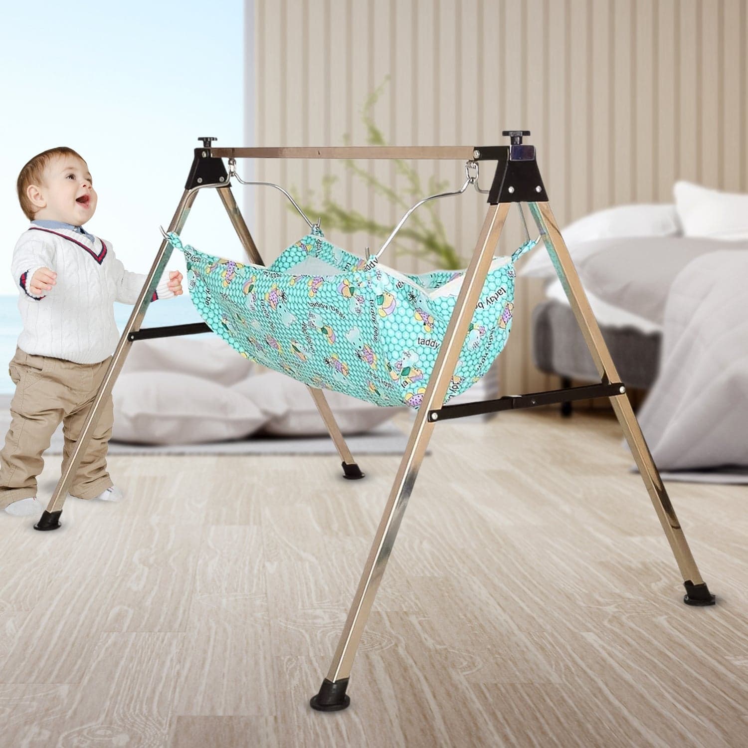 Baby Boy's and Girl's Portable Folding Swing Stainless Steel Stand (1 Pc) thumbnail 1