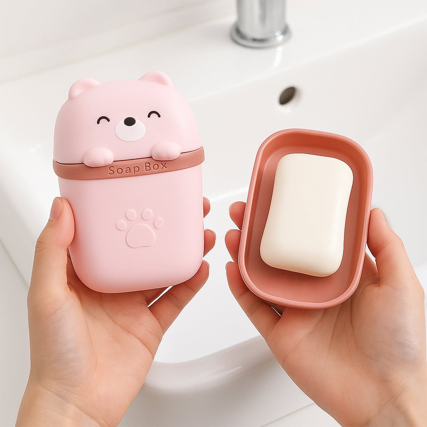 Cute Bear Shaped Soap Case 1 Pc thumbnail 3