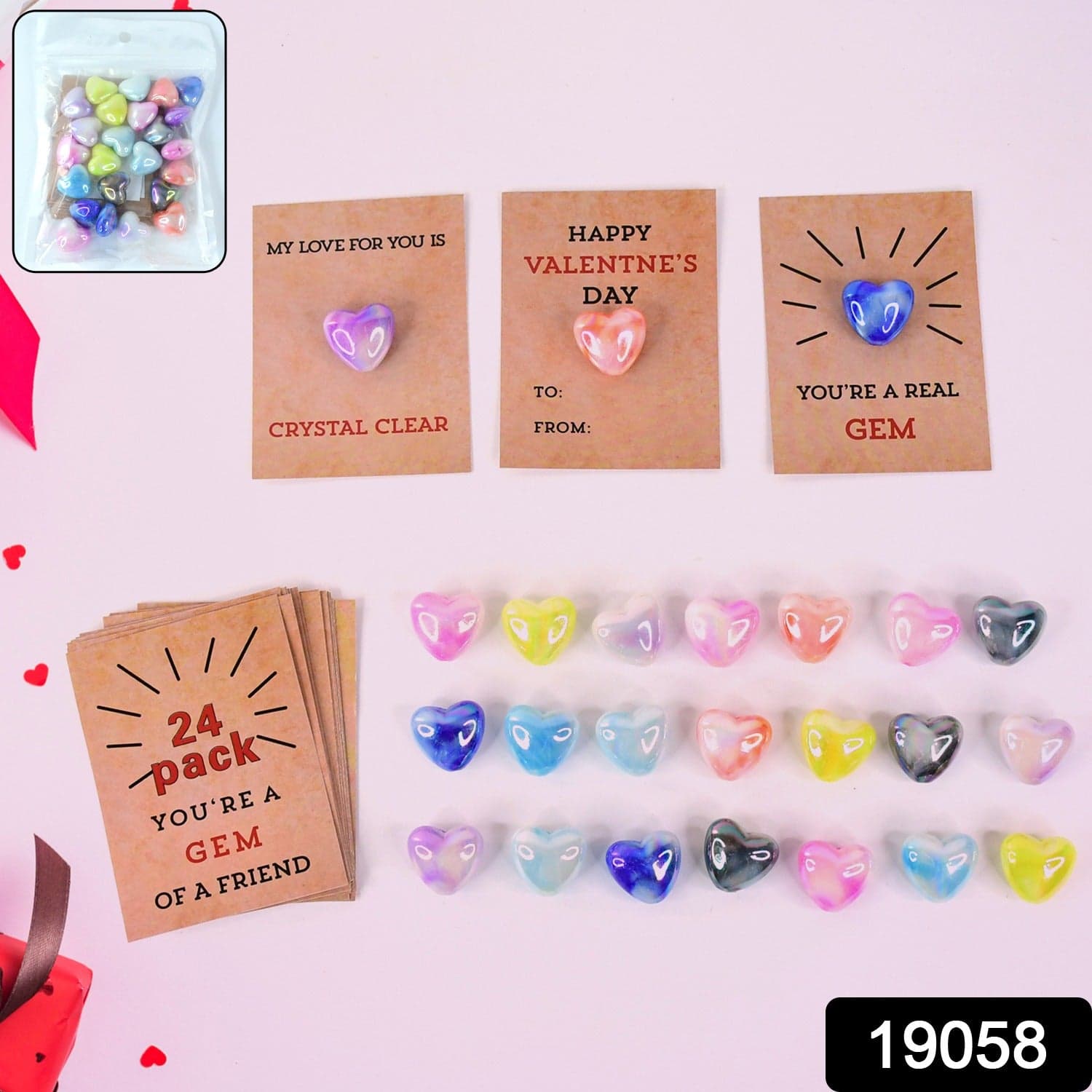 Heart Shaped Crystal Gem 24 Pc thumbnail 2
