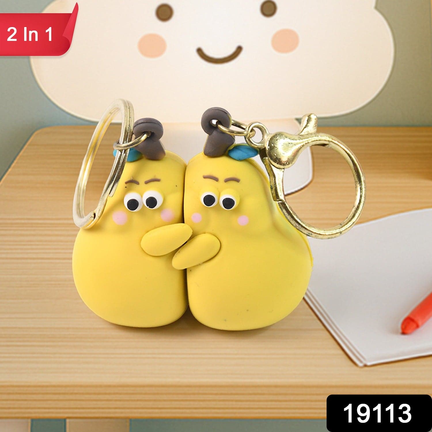 2 In 1 Cute Cartoon Couple Keychain thumbnail 2