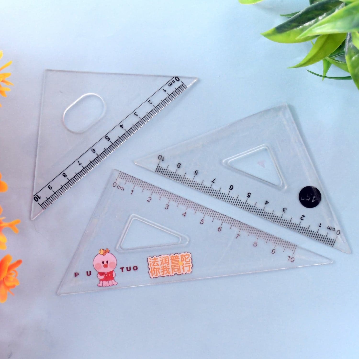 Transparent Plastic Set Square Ruler Kit 3 Pc thumbnail 2