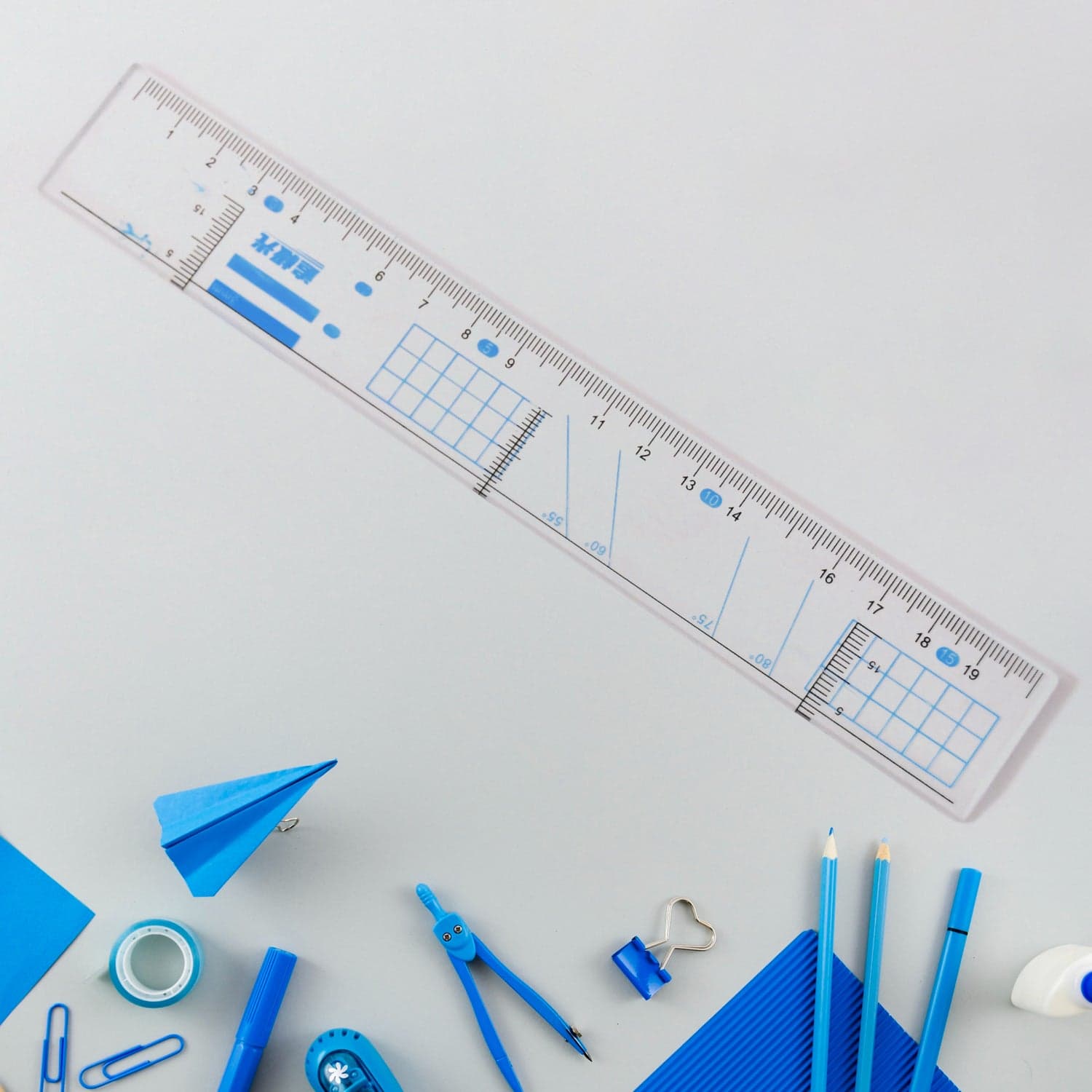 Transparent Plastic Geometry Ruler 1Pc thumbnail 6