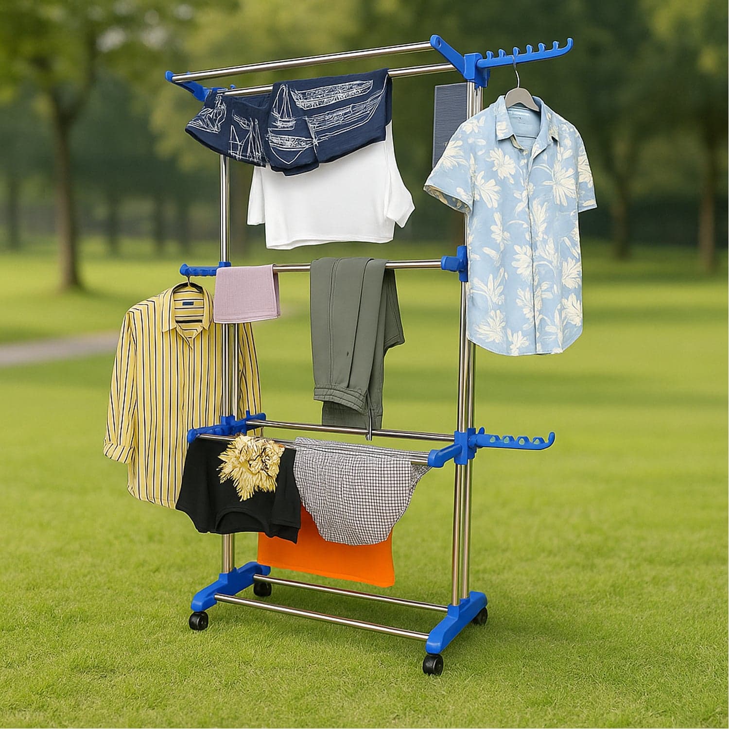 Foldable Stainless Steel Clothes Drying Stand Rack thumbnail 5
