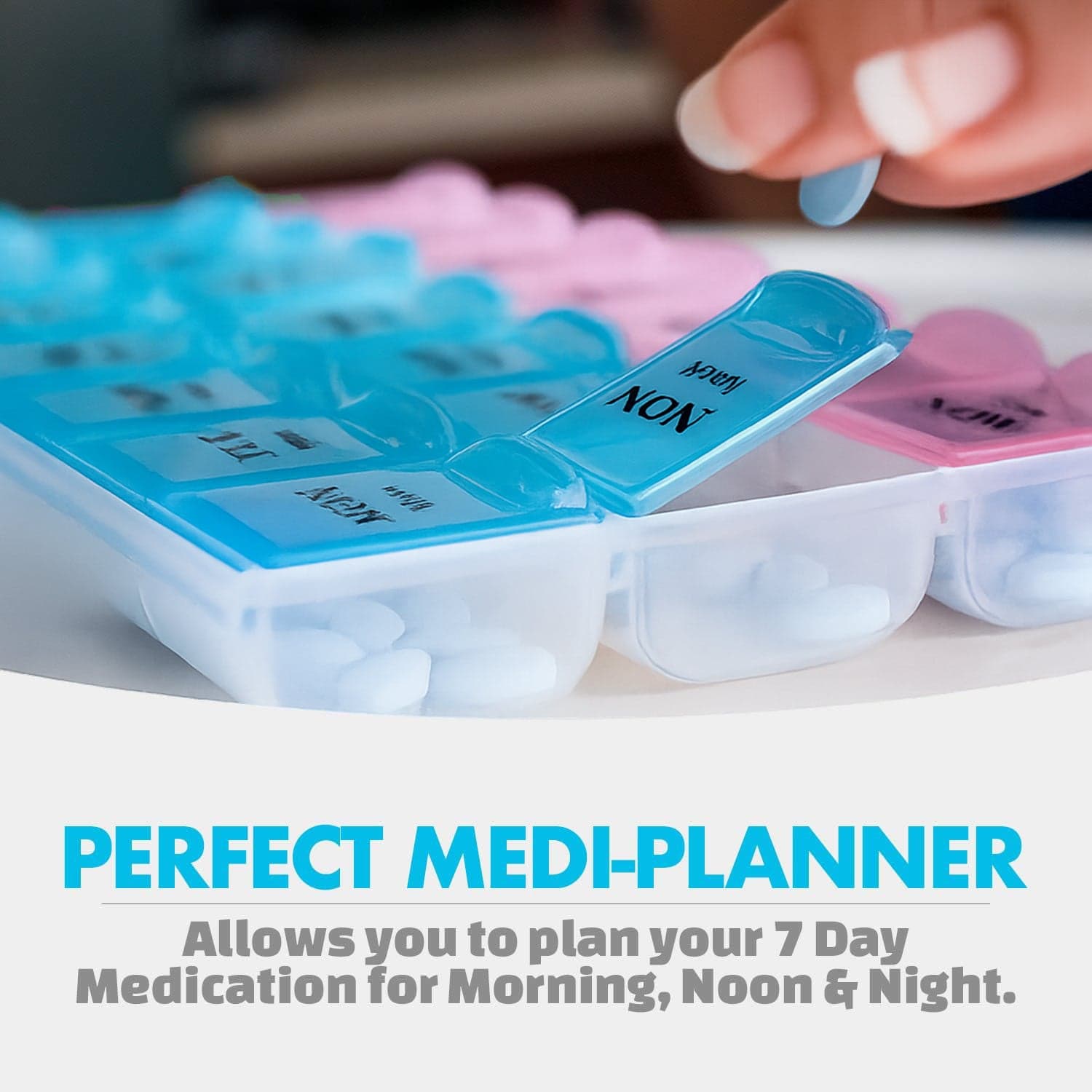 Weekly Pill Organizer Box With 21 Compartments thumbnail 5
