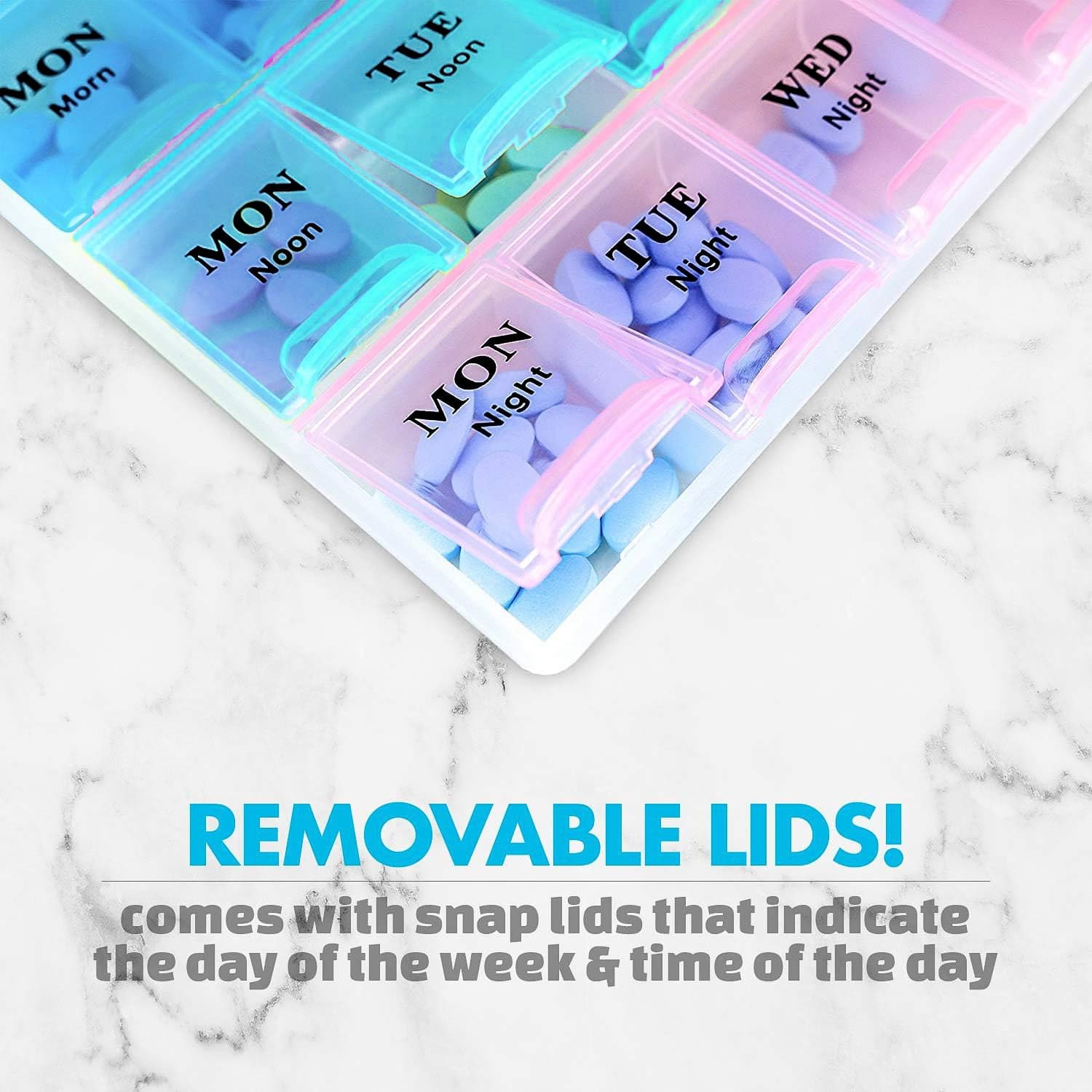 Weekly Pill Organizer Box With 21 Compartments thumbnail 6