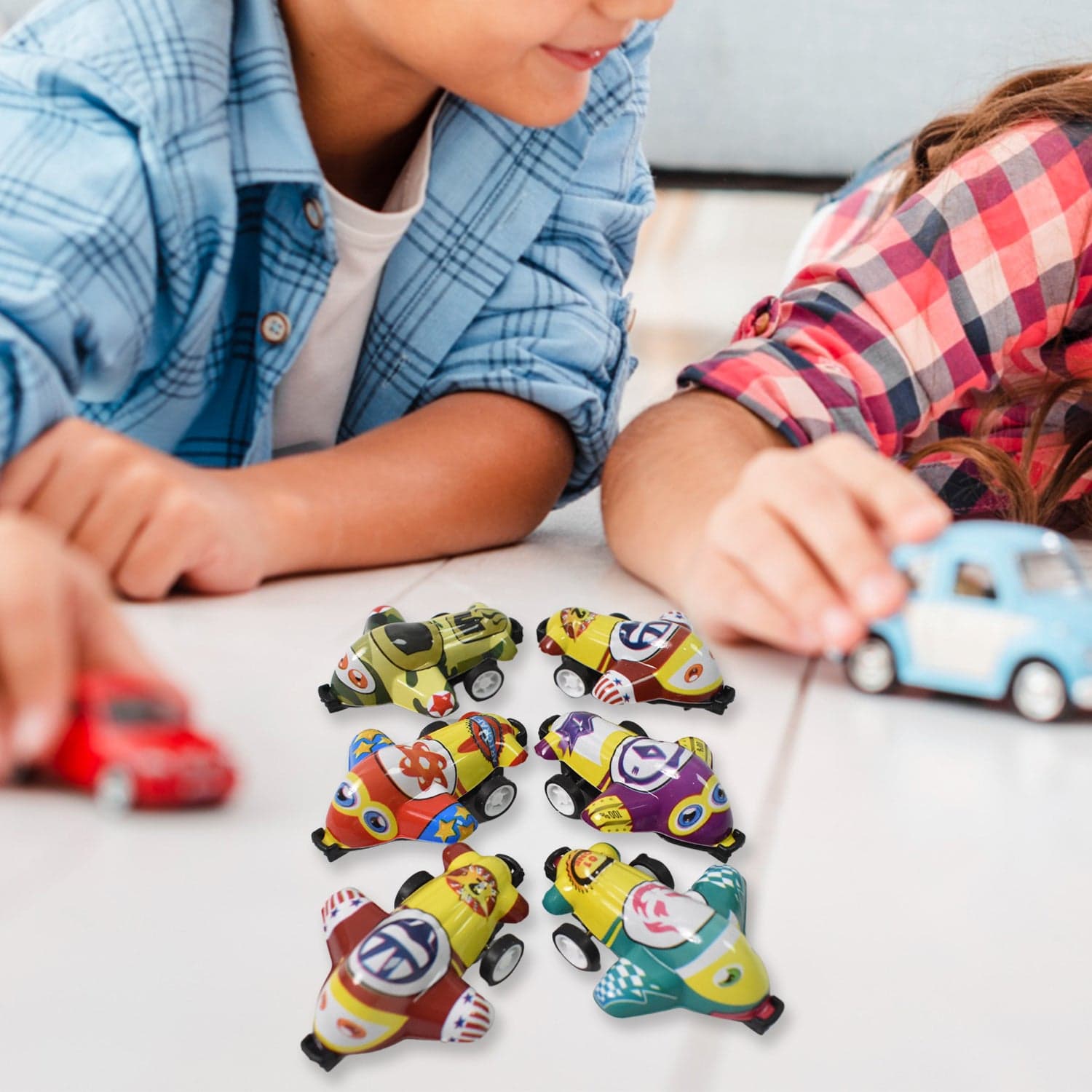 Mini Pull Back Car & Aeroplane PVC Plastic Pull Back Car Cartoon Toys (12 Pcs Set) thumbnail 3
