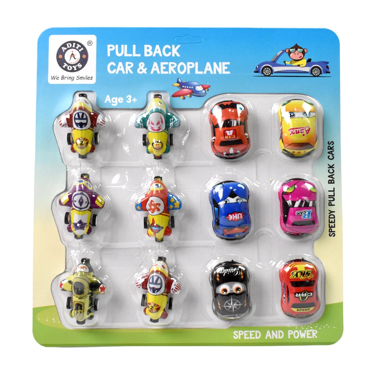 Mini Pull Back Car & Aeroplane PVC Plastic Pull Back Car Cartoon Toys (12 Pcs Set) thumbnail 6