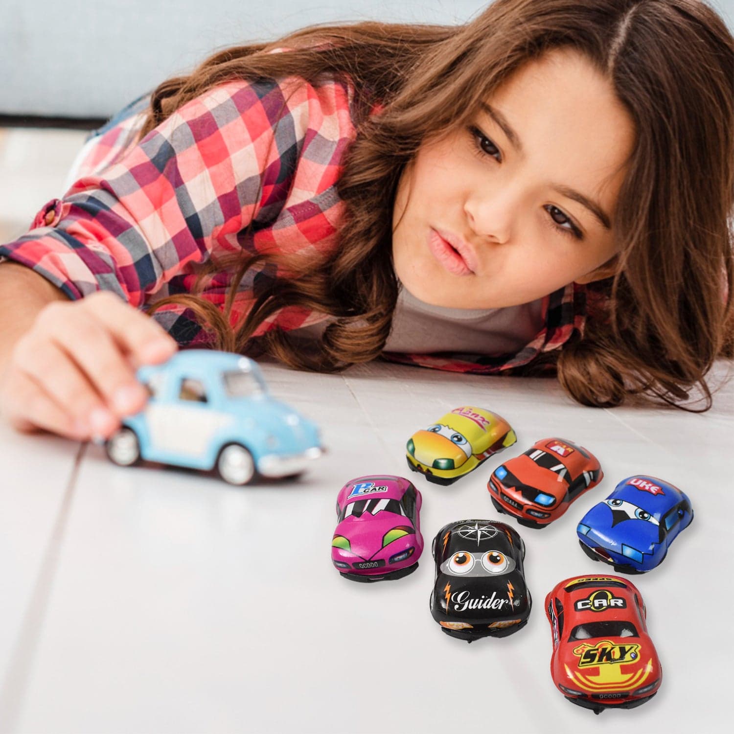 Mini Pull Back Car & Aeroplane PVC Plastic Pull Back Car Cartoon Toys (12 Pcs Set) thumbnail 7