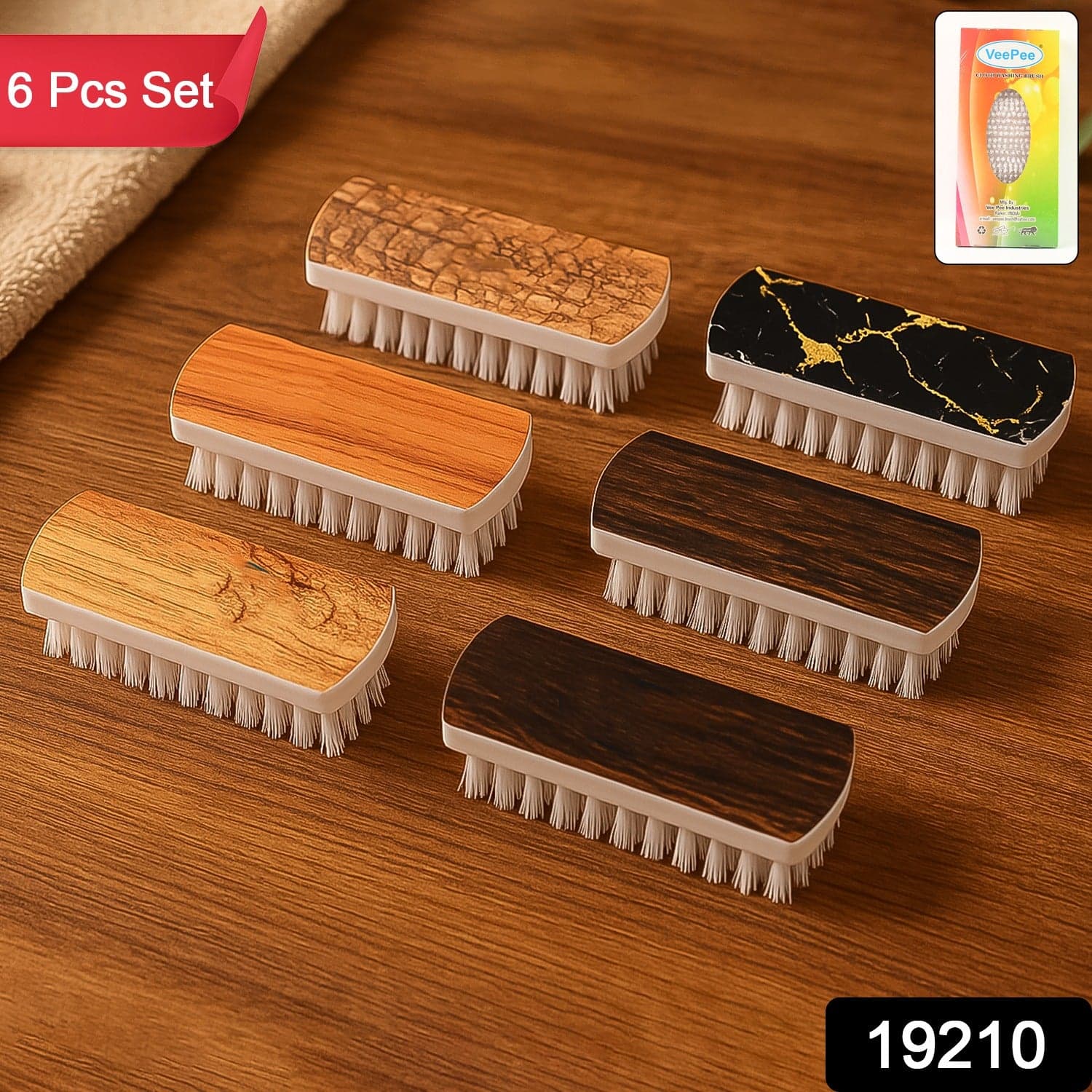 Veepee Heavy Duty Cloth Washing Brush Set 6 Pcs thumbnail 1