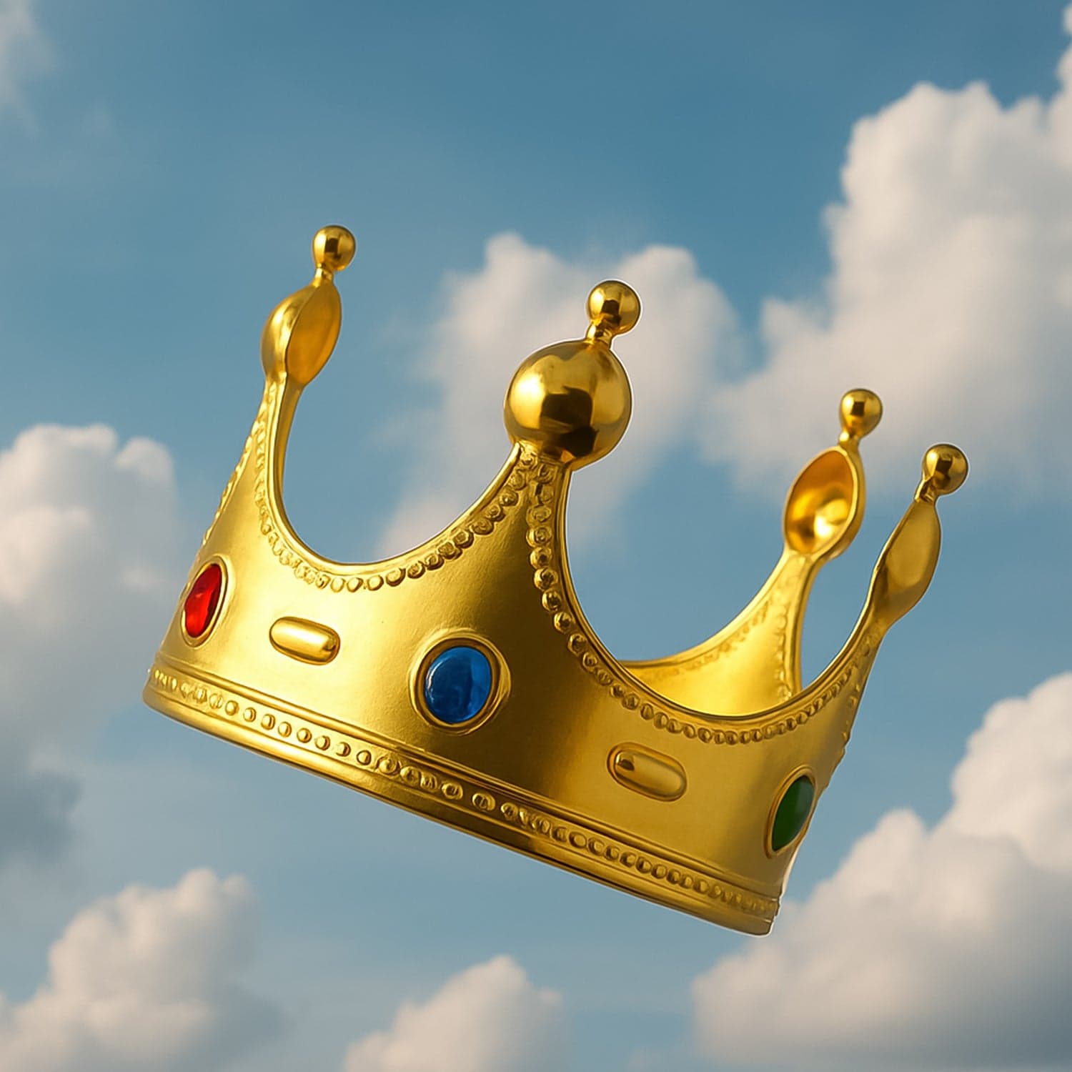 Golden Royal Crown With Colored Gems 1 Pc thumbnail 3