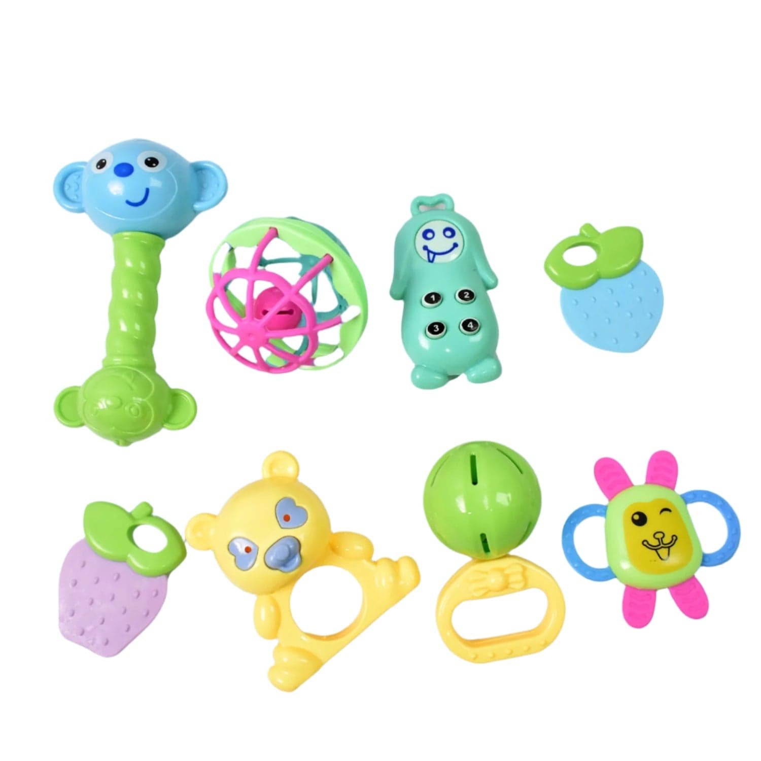 Kinder Rattles Classic Store Plastic Non-Toxic Shake and Grab Ball Baby Rattles & Teethers (8 Pcs Set) thumbnail 5
