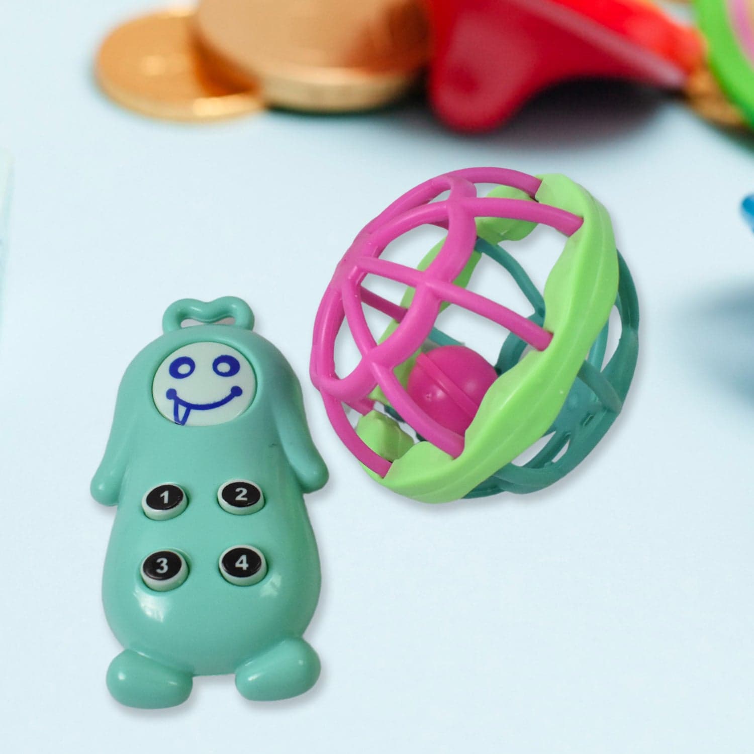 Kinder Rattles Classic Store Plastic Non-Toxic Shake and Grab Ball Baby Rattles & Teethers (8 Pcs Set) thumbnail 7