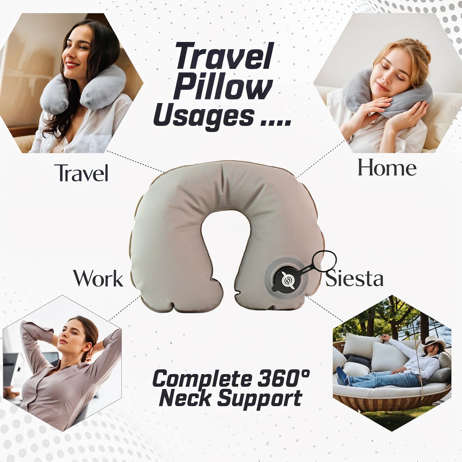 Premium Quality Inflatable Travel Neck Pillow 1 Pc 1 thumbnail 6