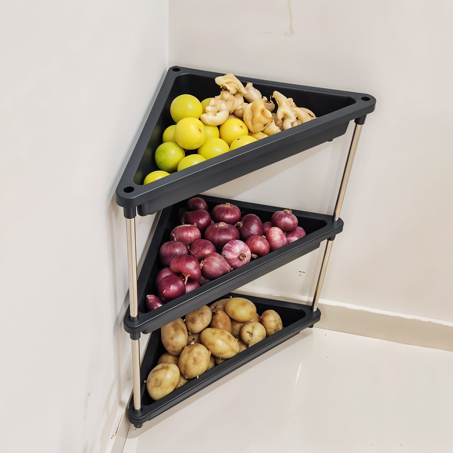 3 Layer Multipurpose Plastic Corner Storage Rack thumbnail 2