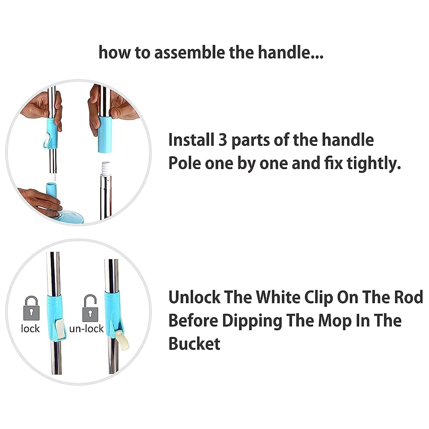 120 Cm Stainless Steel Mop Rod Set thumbnail 6