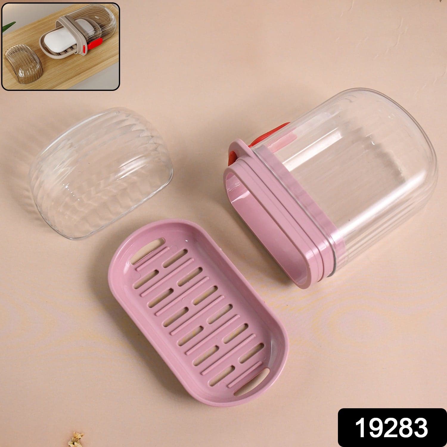 Apex Pink Plastic Soap Dish 1Pc thumbnail 1