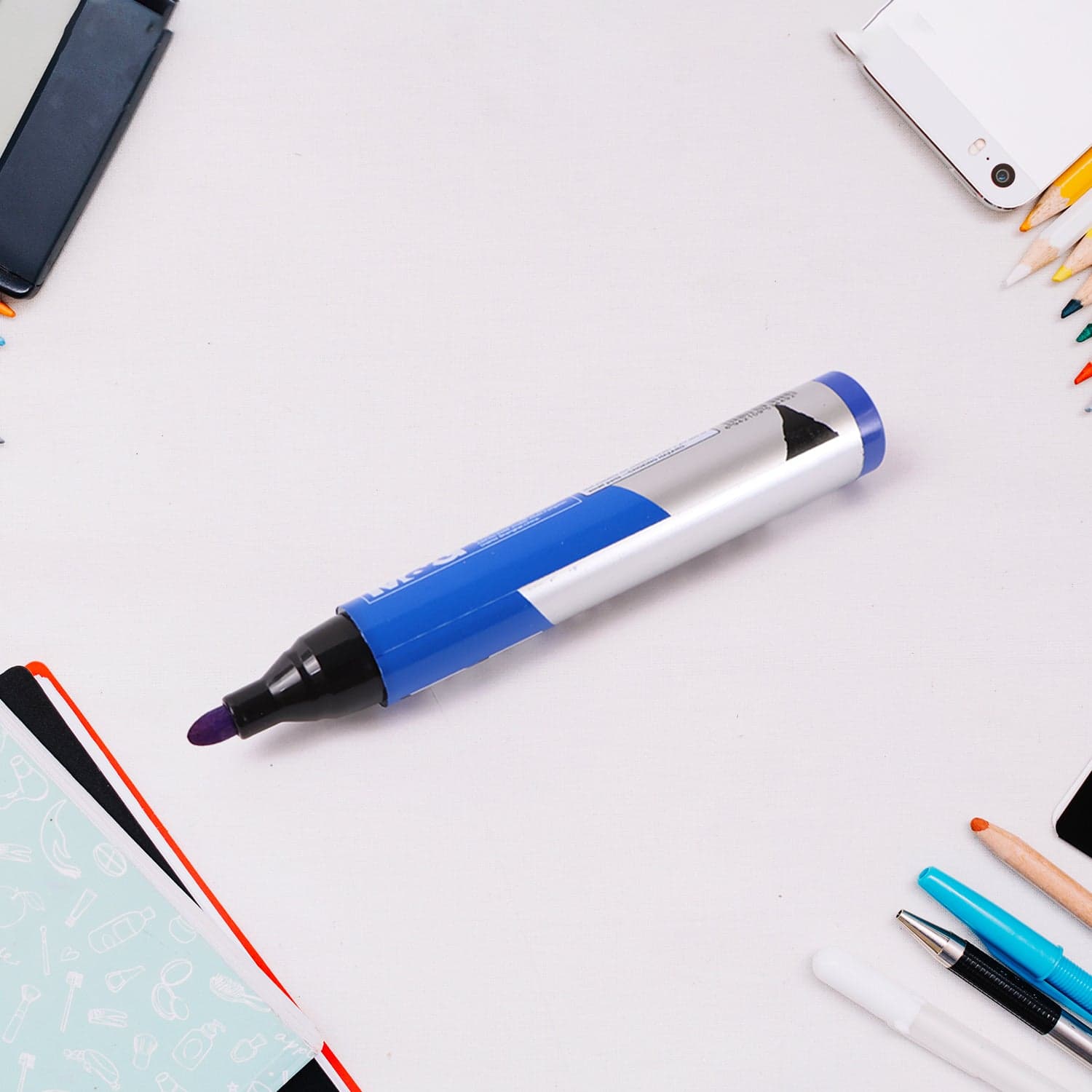 Premium Permanent Blue Marker Pen Set 6 Pcs Set thumbnail 5