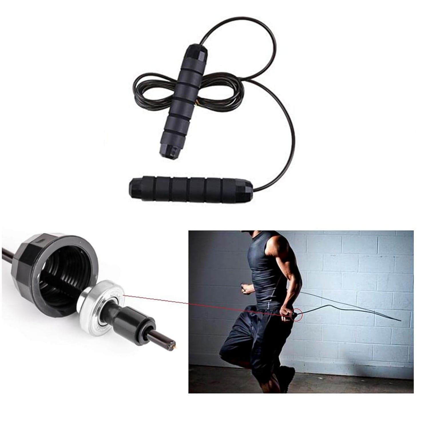 High Speed Skipping Rope With Foam Padded Handles 1 Pc thumbnail 2