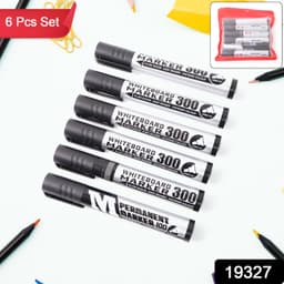 19327 Permanent Black Marker Pen 6Pc