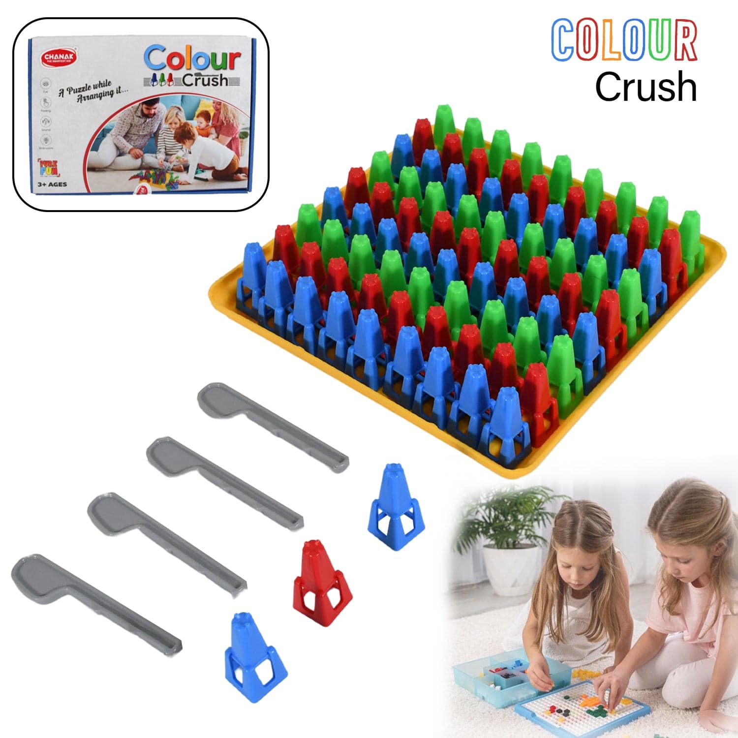 Plastic Color Crush Game Board, A Puzzle Game, Challenge'S Educational Board Game'S, Game For Kids & Adults, Birthday Gift (1 Set) thumbnail 6