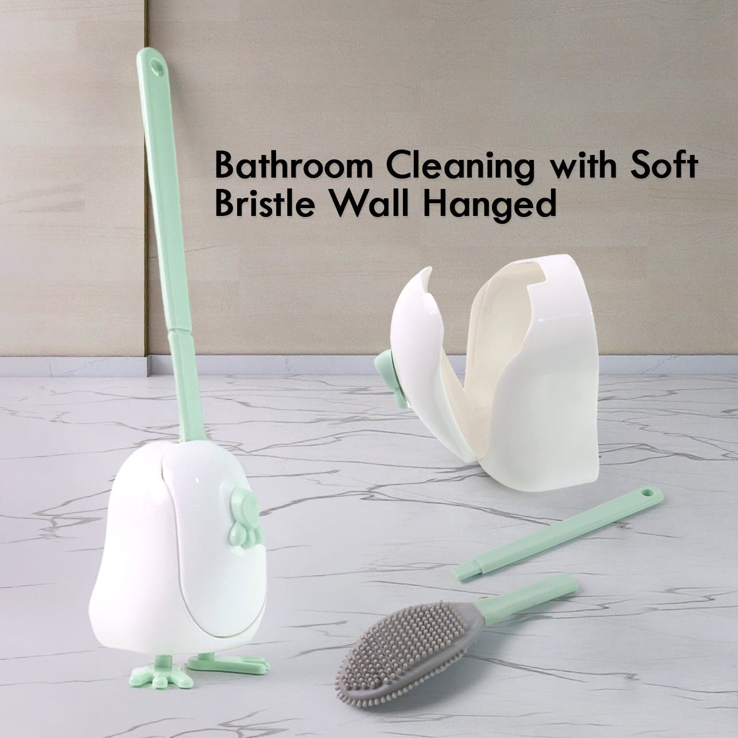 Flexible Silicone Toilet Cleaning Brush Set thumbnail 3
