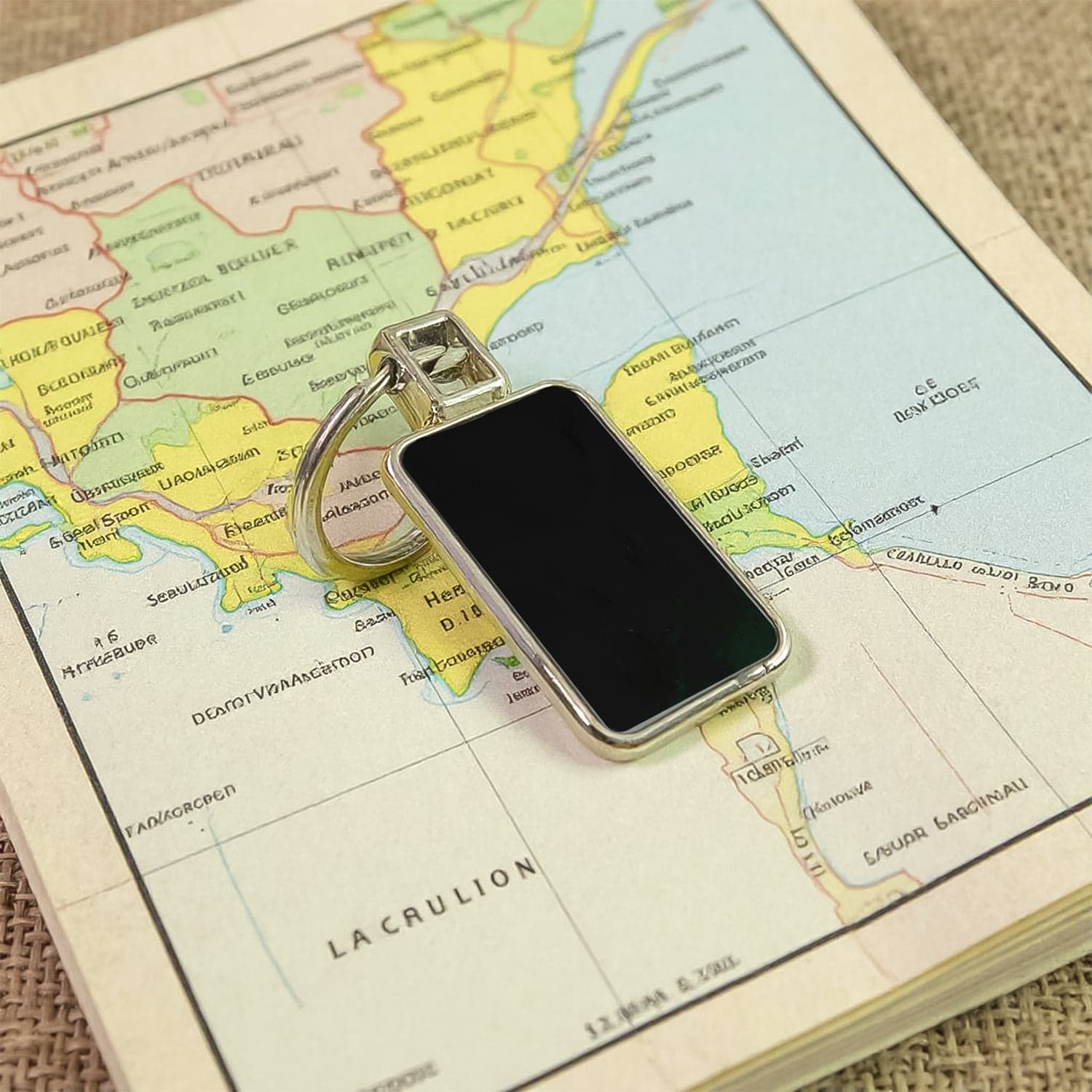 Premium Rectangular Black Silver Metal Keychain 1 Pc thumbnail 5