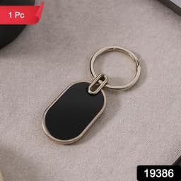Elegant Black Silver Oval Metal Keychain 1 Pc