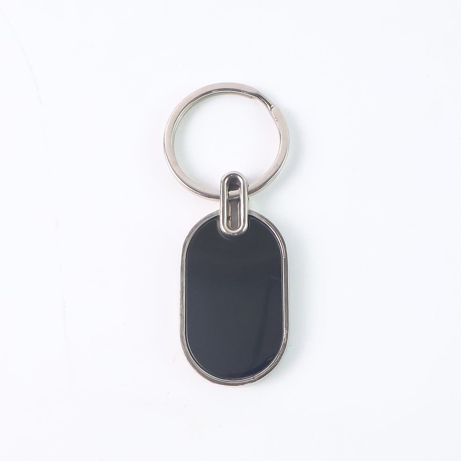 Elegant Black Silver Oval Metal Keychain 1 Pc thumbnail 4