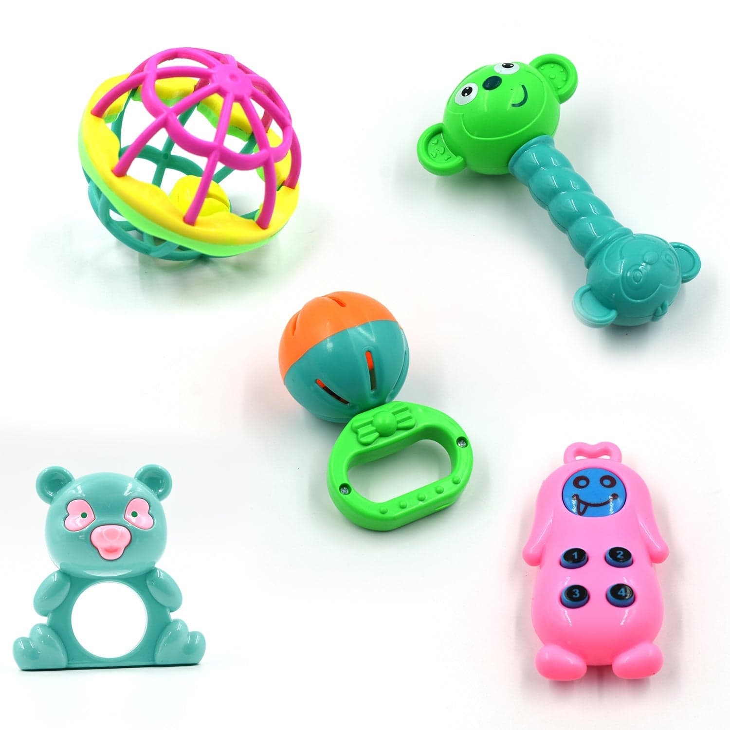 AT38 5Pc Rattles Baby Toy and game for kids and babies for playing and enjoying purposes. thumbnail 1