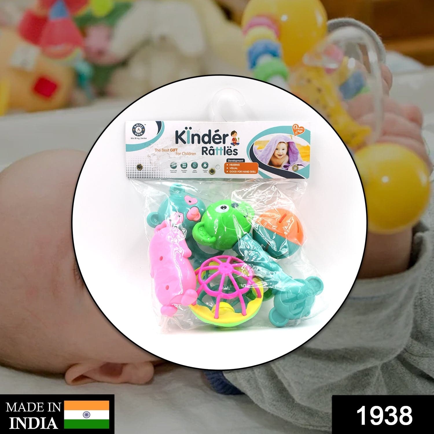 AT38 5Pc Rattles Baby Toy and game for kids and babies for playing and enjoying purposes. thumbnail 2