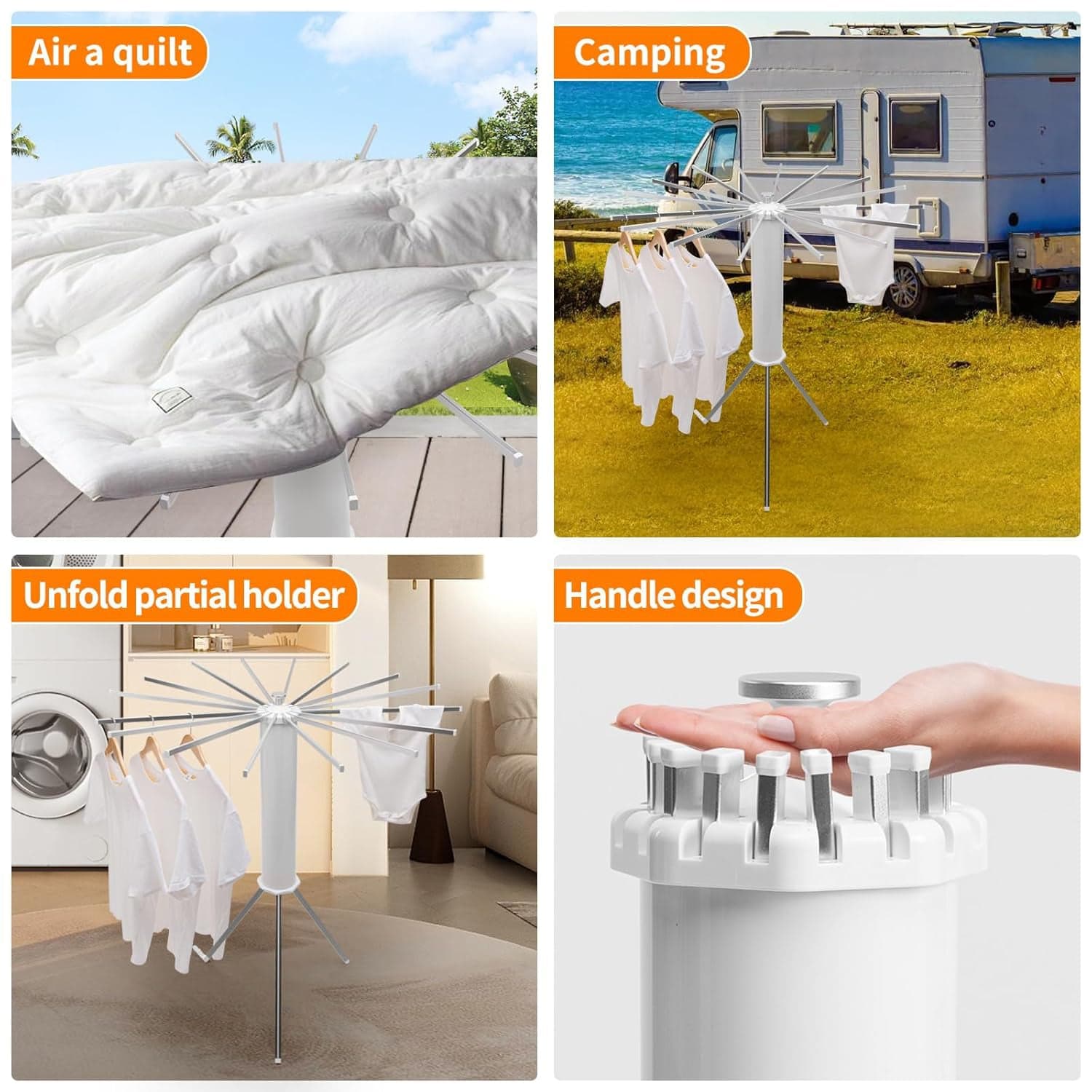 Foldable Rotary Clothes Drying Rack Stand 1 Pc thumbnail 3