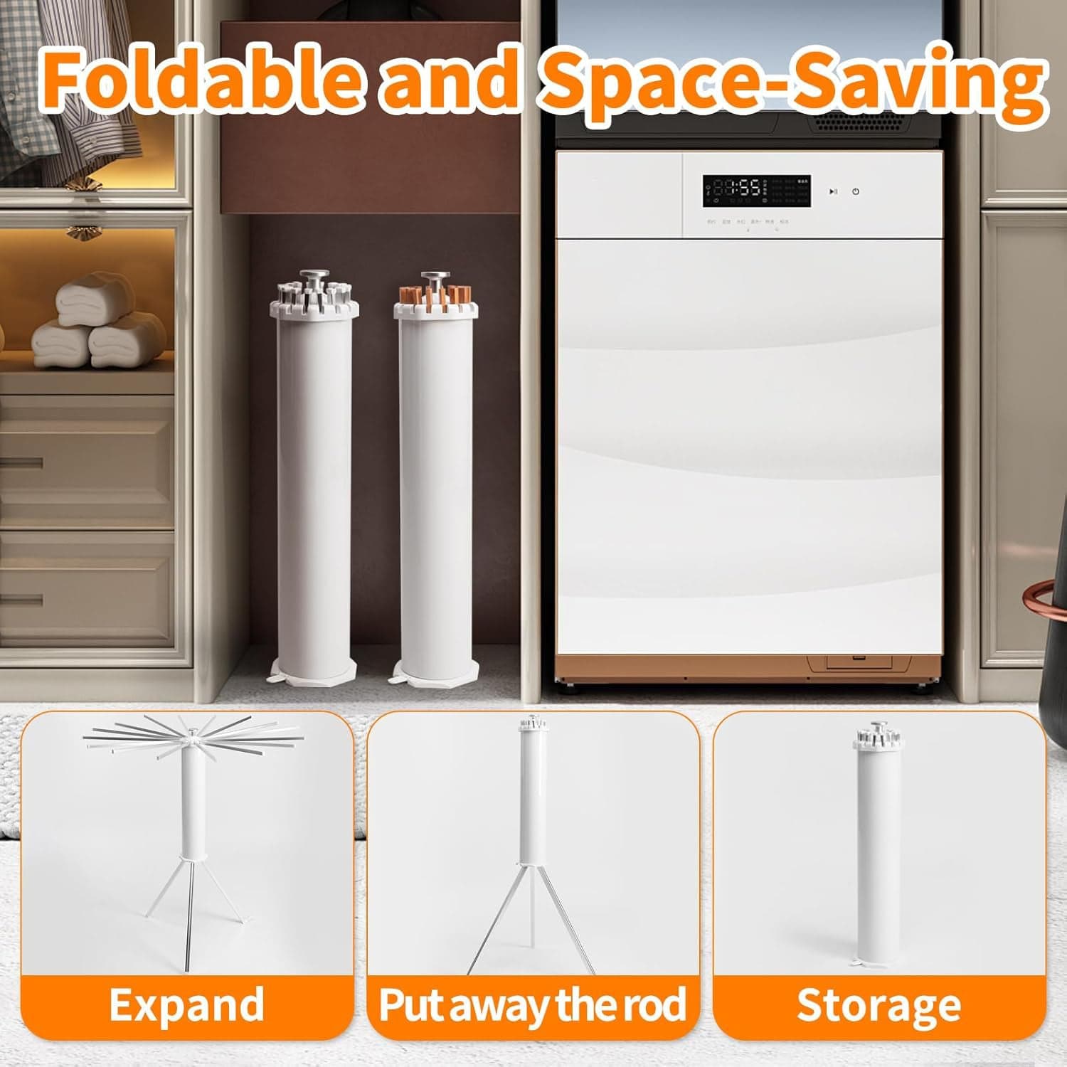 Foldable Rotary Clothes Drying Rack Stand 1 Pc thumbnail 6