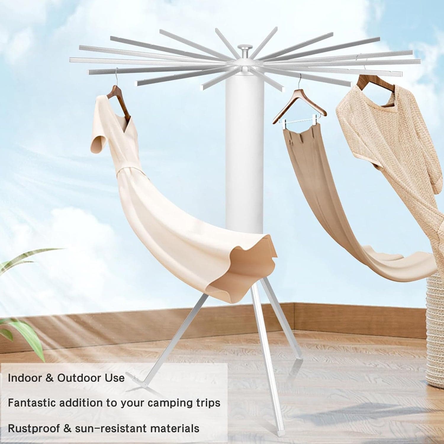 Foldable Rotary Clothes Drying Rack Stand 1 Pc thumbnail 7