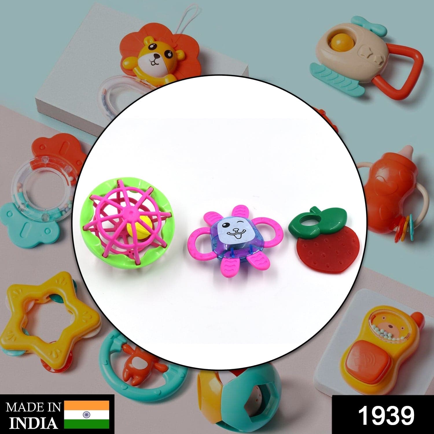 AT39 3Pc Rattles Baby Toy and game for kids and babies for playing and enjoying purposes. thumbnail 2