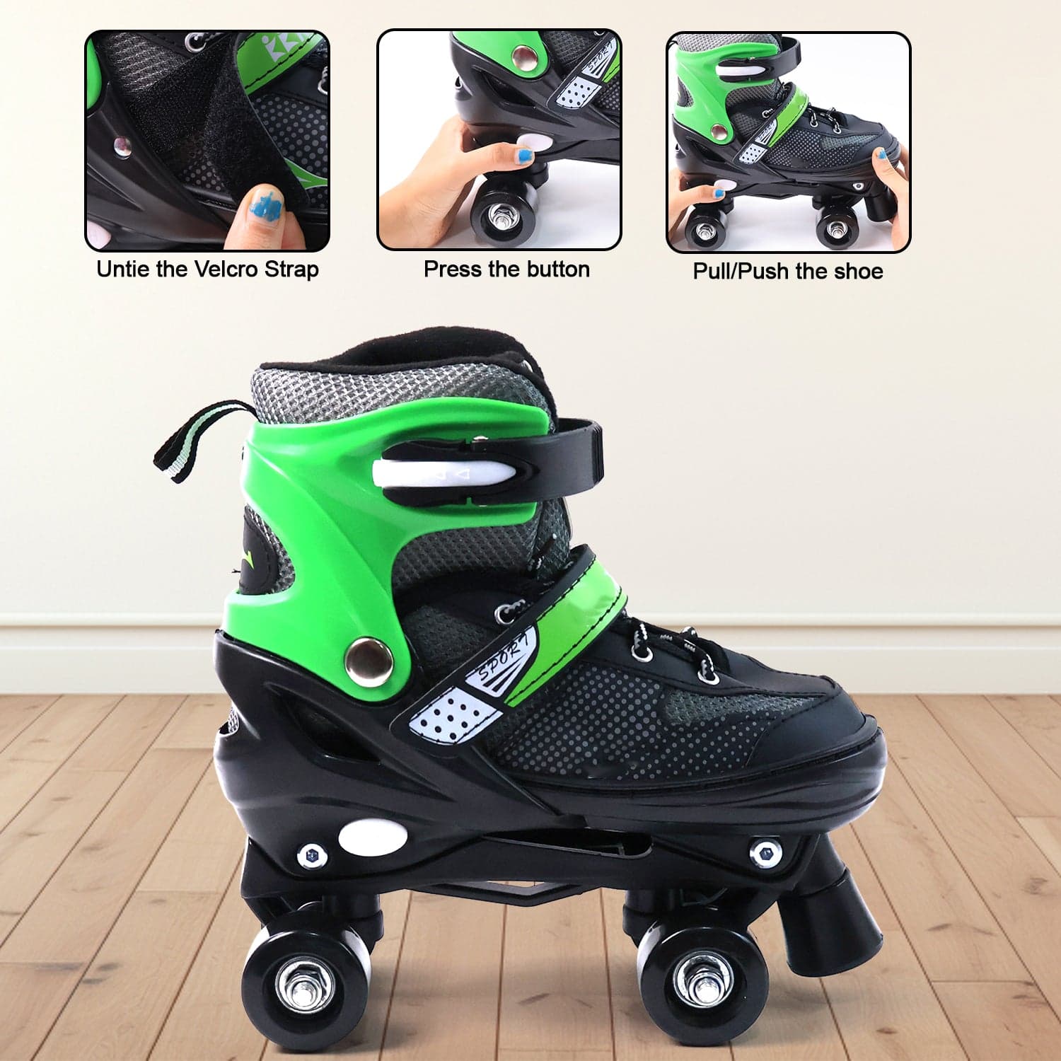 Adjustable Quad Roller Skates For Kids 1 Pair thumbnail 5