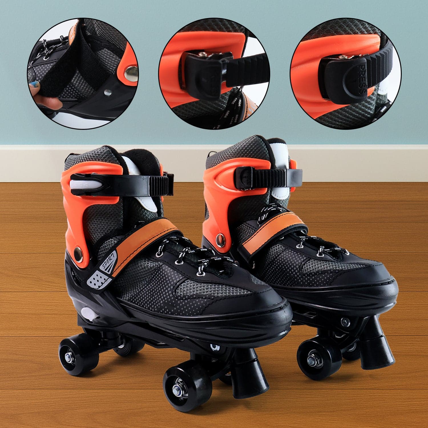 Adjustable Quad Roller Skates For Kids Xl 1 Pair thumbnail 6
