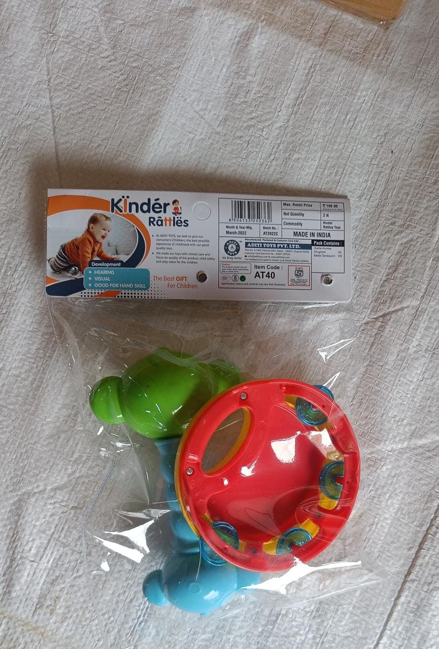 AT40 2Pc Rattles Baby Toy and game for kids and babies for playing and enjoying purposes. thumbnail 4