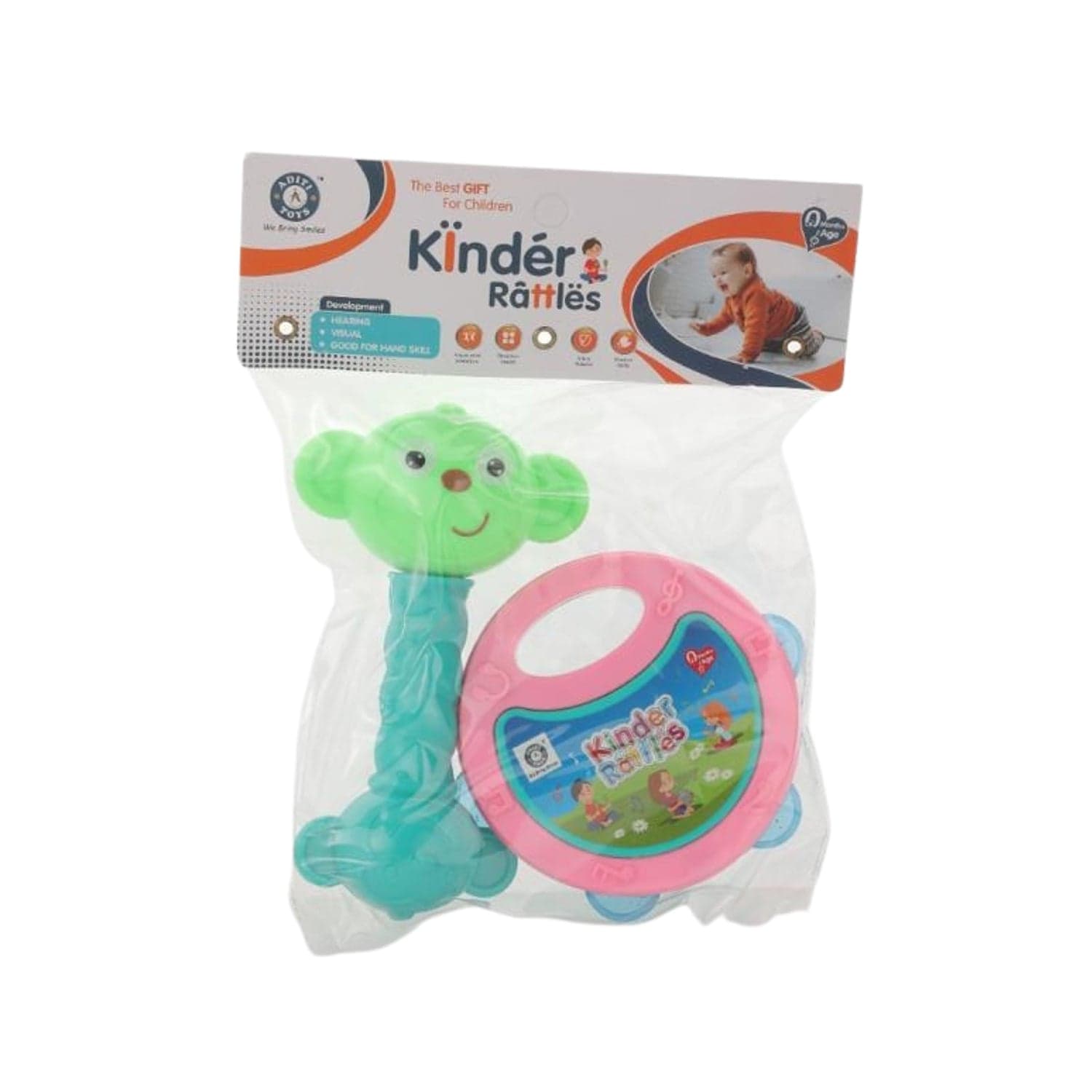 AT40 2Pc Rattles Baby Toy and game for kids and babies for playing and enjoying purposes. thumbnail 5