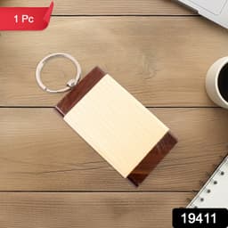 Premium Wooden Keychain With Dual Tone Finish 1 Pc