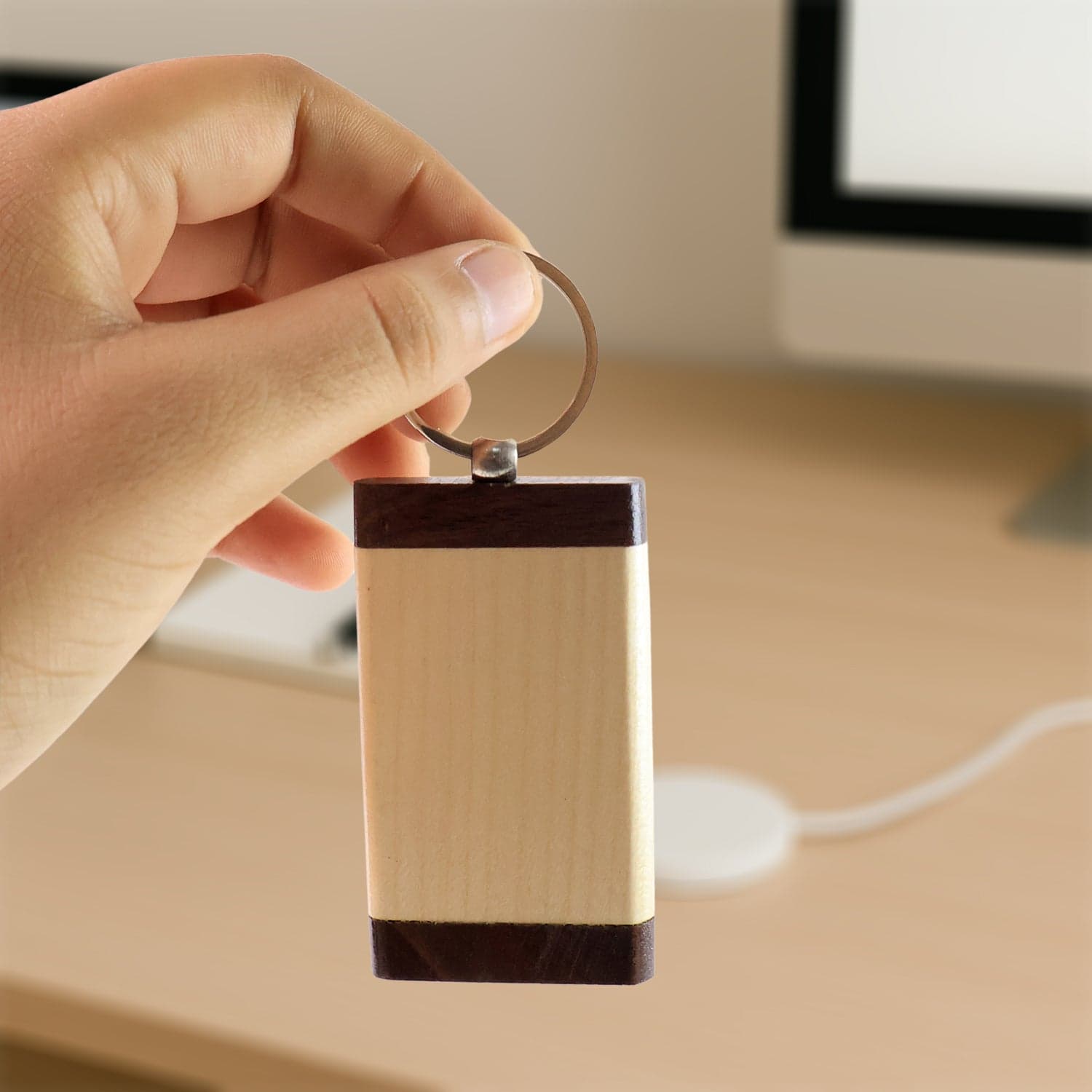 Premium Wooden Keychain With Dual Tone Finish 1 Pc thumbnail 2