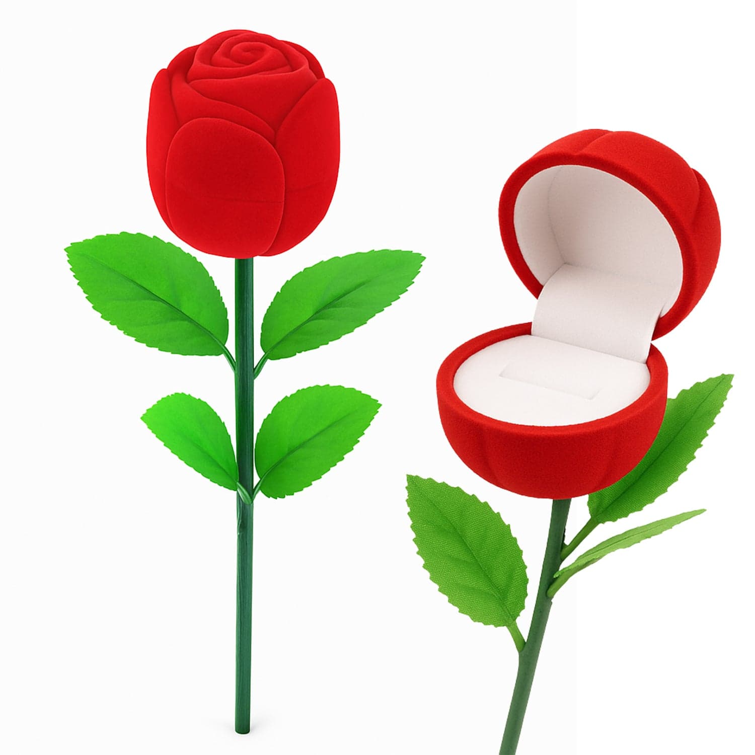 Artificial Rose Flower Shaped Jewelry Ring Box 1 Pc thumbnail 4